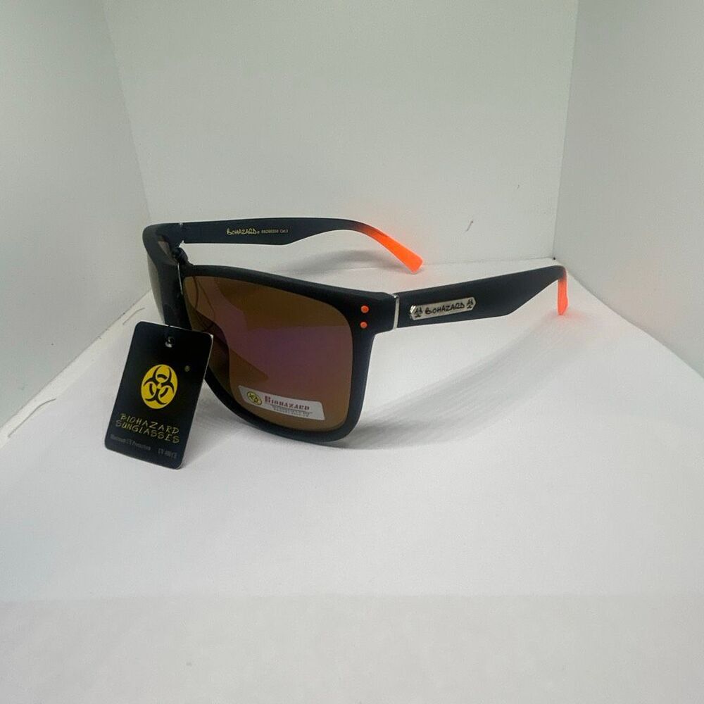 Biohazard Mirrored Sunglasses Men’s UV400 Protection